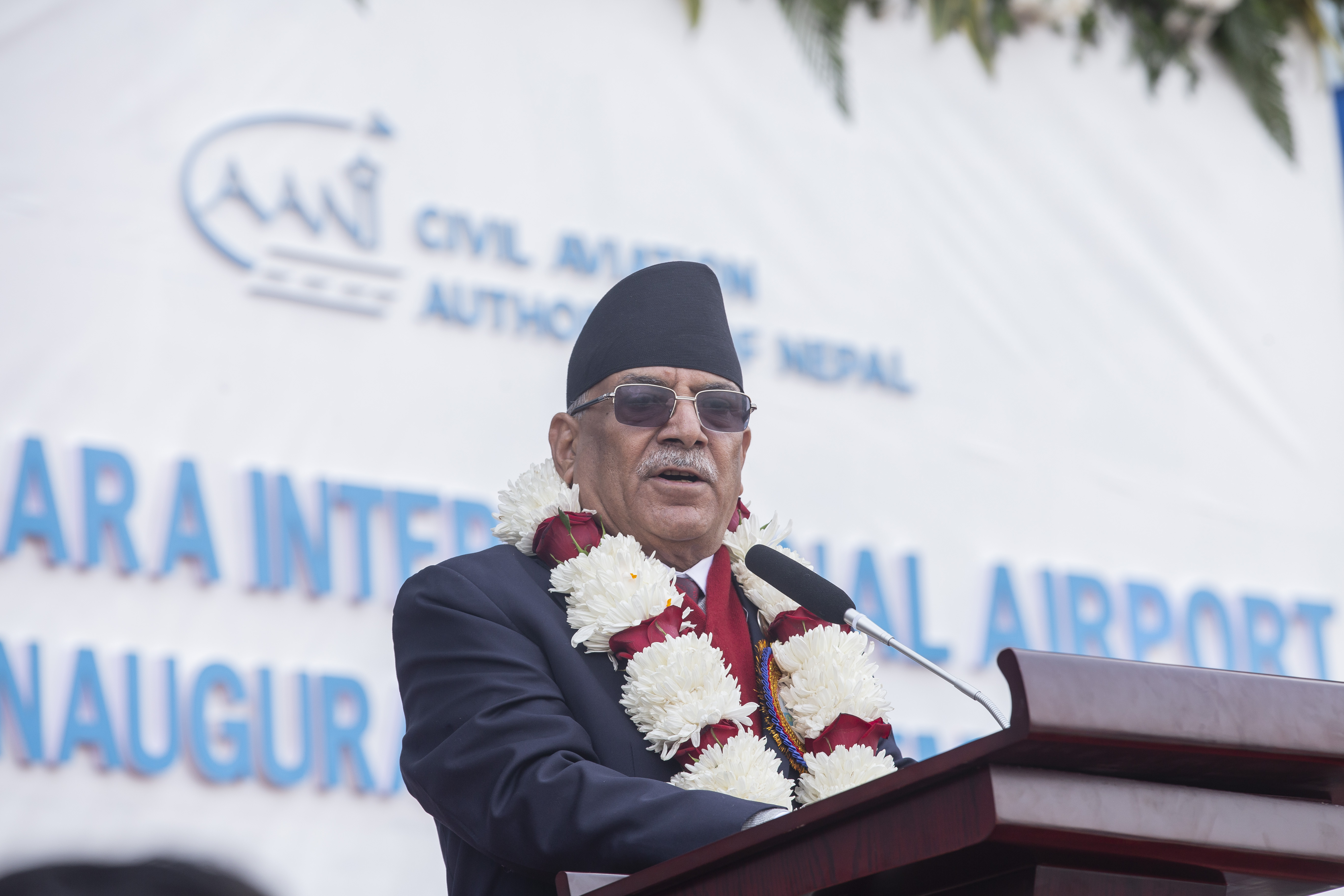 1月1日，尼泊尔总理普拉昌达在博克拉国际机场投运仪式上讲话。.jpg